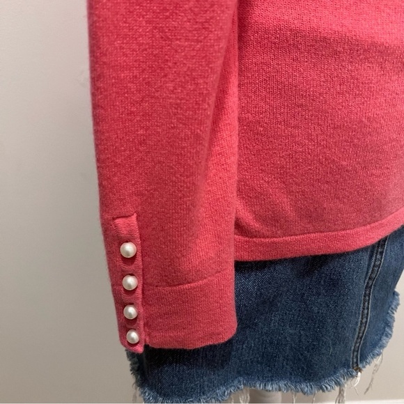 Cortland Park Pink Cashmere Sweater with Faux Pearl Buttons | Sz Sm| - Picture 4 of 7